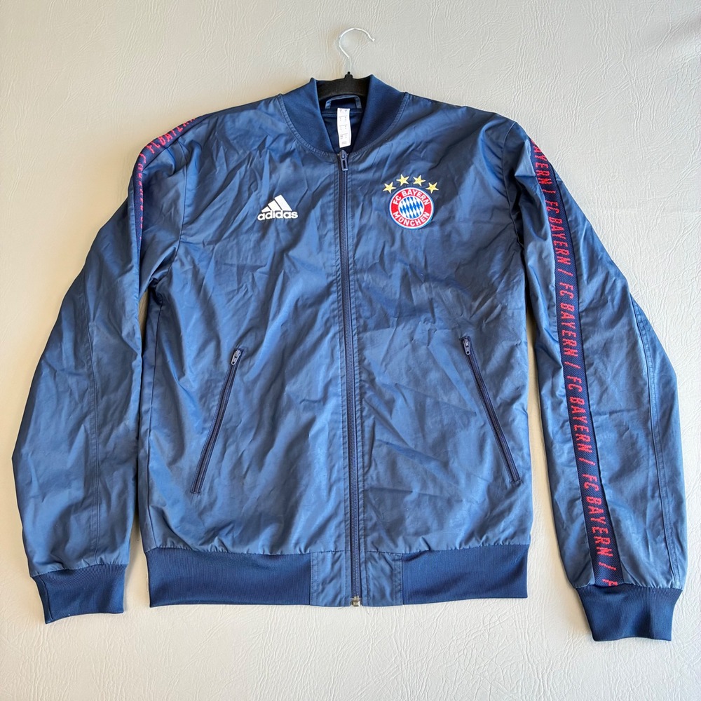 Windbreaker Jacket Men's FC Bayern Munich Small Blue Bomber Adidas Blokecore GUC